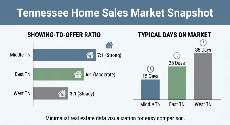 Chart of typical Tennessee showings per offer and days on market benchmarks for FSBO sellers