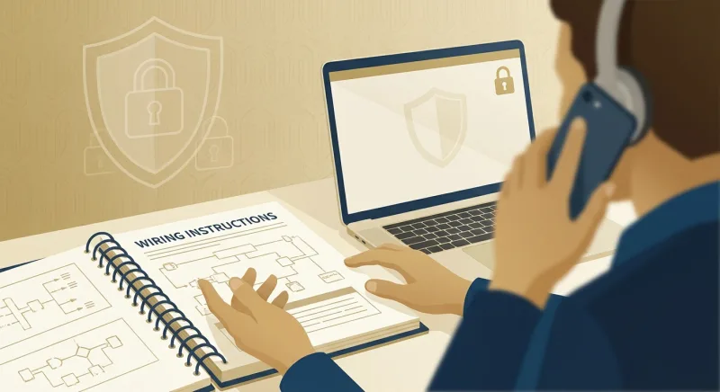 Person phone-verifying wiring instructions to prevent earnest money wire fraud in a Tennessee FSBO transaction