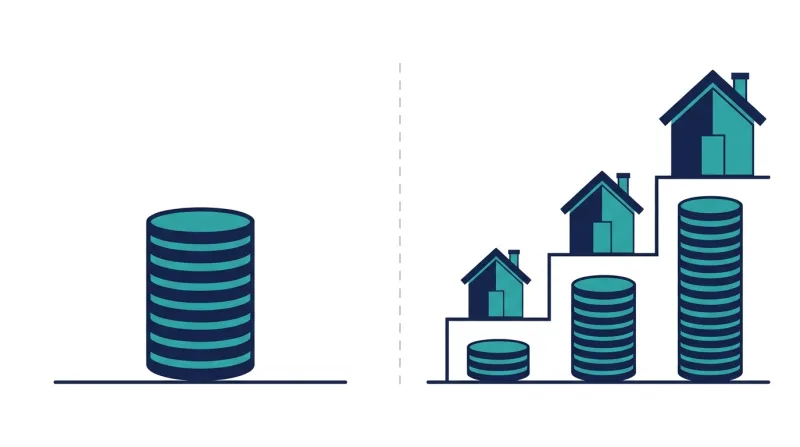 Comparison illustration of a fixed flat compliance fee versus a percentage closing fee that grows with home price