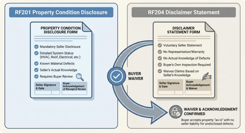 Comparison of Tennessee Form RF201 disclosure and Form RF204 disclaimer statement