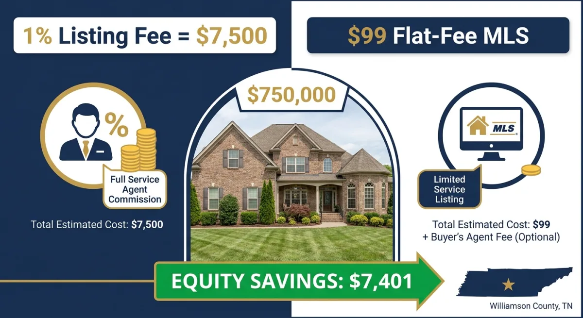 1% Listing Broker vs. $99 Flat-Fee MLS: The Real Math on a $750K Brentwood Home