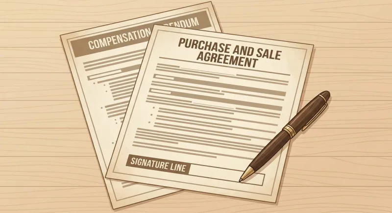 Tennessee purchase and sale agreement and compensation addendum documenting a seller-paid buyer-agent fee