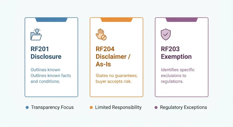 Comparison graphic of Tennessee disclosure forms RF201, RF204, and RF203