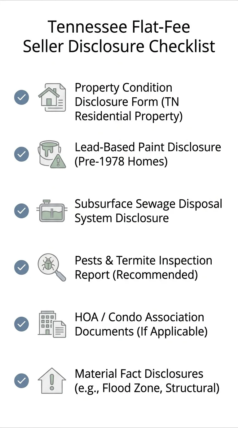 Tennessee flat-fee seller disclosure checklist infographic