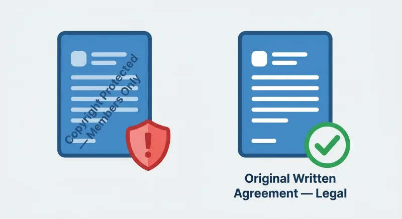 Comparison showing copyrighted Tennessee REALTORS RF651 form versus a legal original written counter-offer