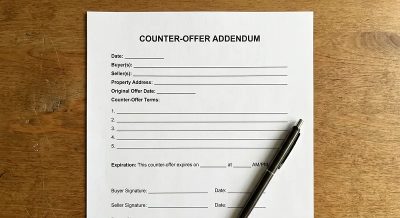 Example layout of a fill-in-the-blank Tennessee FSBO counter-offer template document