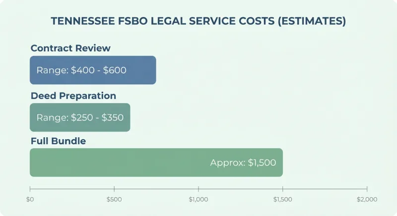 Bar chart comparing Tennessee FSBO attorney costs for contract review, deed prep, and bundled services