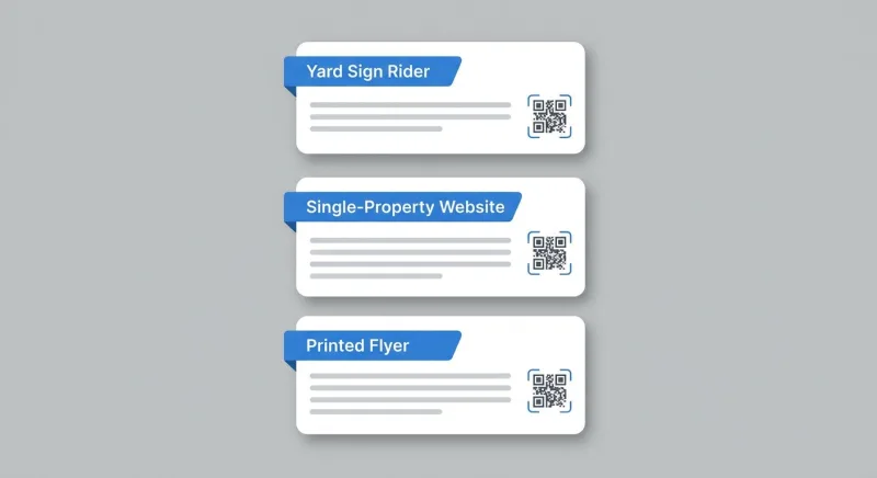 Copy-paste template cards for yard sign riders, single-property website disclosures, and printed flyers