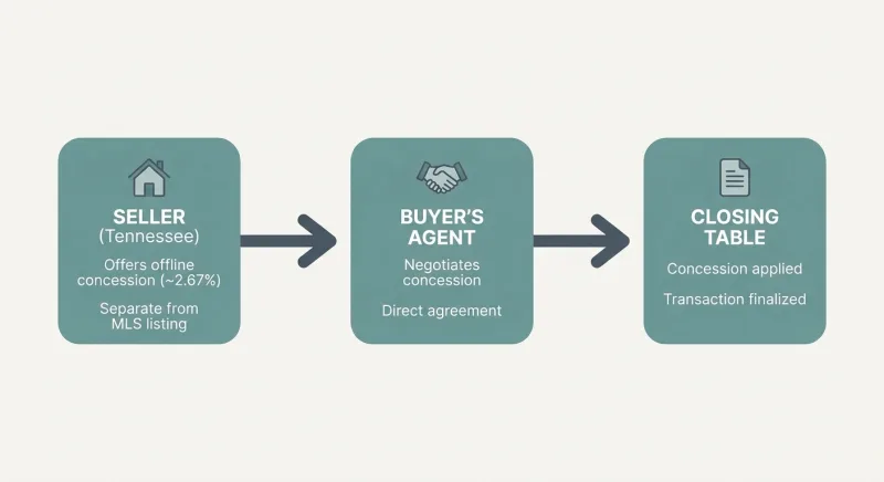 Infographic showing how Tennessee sellers offer a buyer's agent concession after the NAR settlement