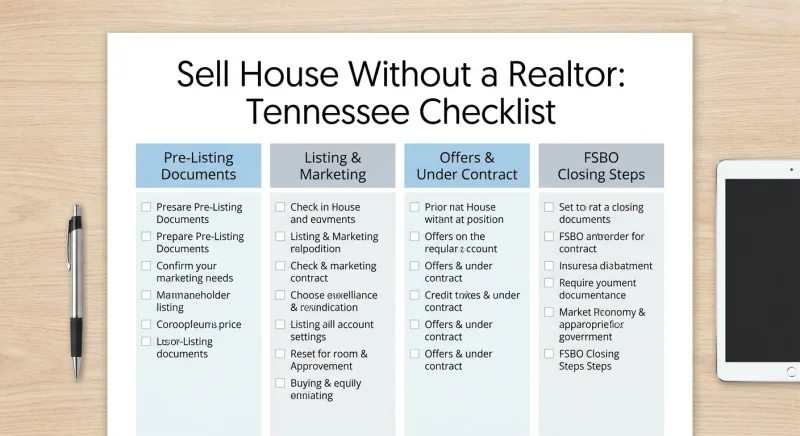 Downloadable Tennessee FSBO checklist covering pre-listing, marketing, offers, and closing steps