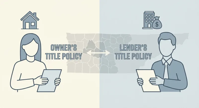 Diagram showing seller pays owner's title policy and buyer pays lender's policy in Middle Tennessee