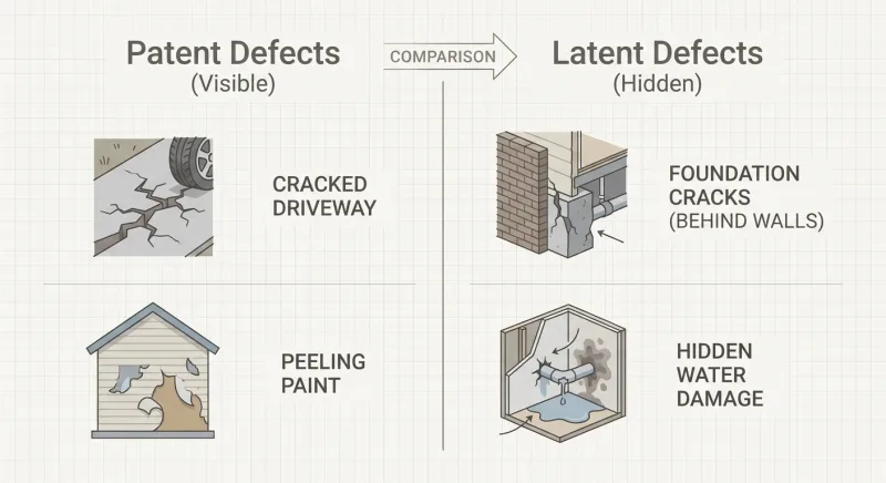 Comparison matrix of patent defects versus latent defects in a Tennessee home sale