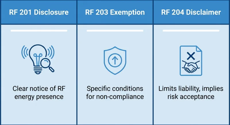Comparison chart of Tennessee forms RF 201, RF 203, and RF 204 for property sellers