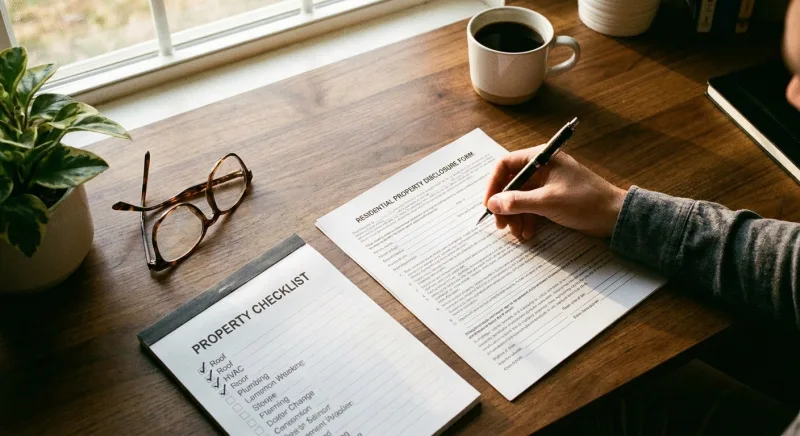FSBO seller filling out a Tennessee residential property condition disclosure form step by step