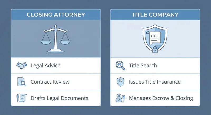Side-by-side comparison of a closing attorney and a title company for a Tennessee FSBO closing