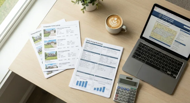 FSBO home pricing research materials for a Tennessee property