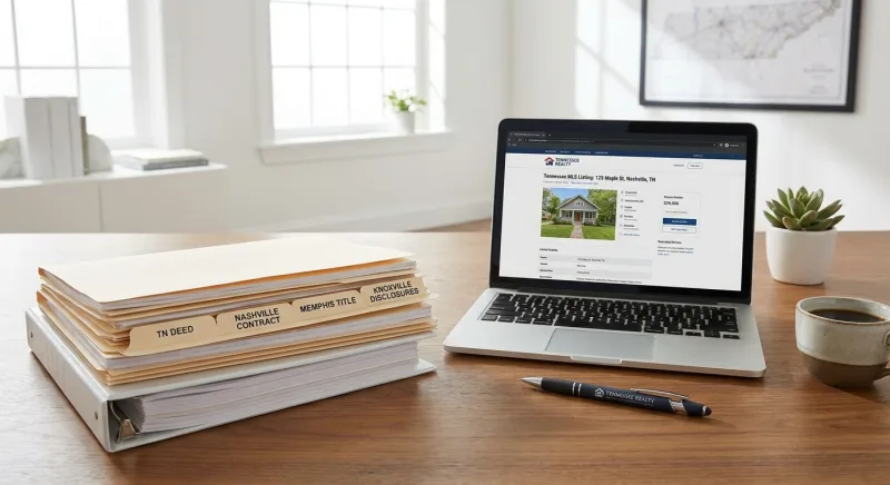 Tennessee REALTORS forms RF161, RF702, RF620 and RF401 laid out for a FSBO transaction