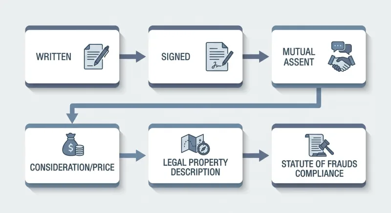 Diagram of the six elements that make a Tennessee FSBO contract legally binding