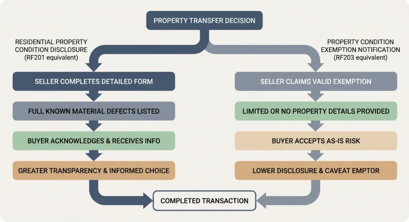 Flowchart comparing Tennessee seller disclosure and exemption notification options